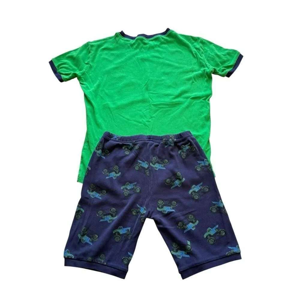 Pajama Short Sleeves Kids Soft Cotton Dragons & Monster Truck SZ S (6-7) # 2474
